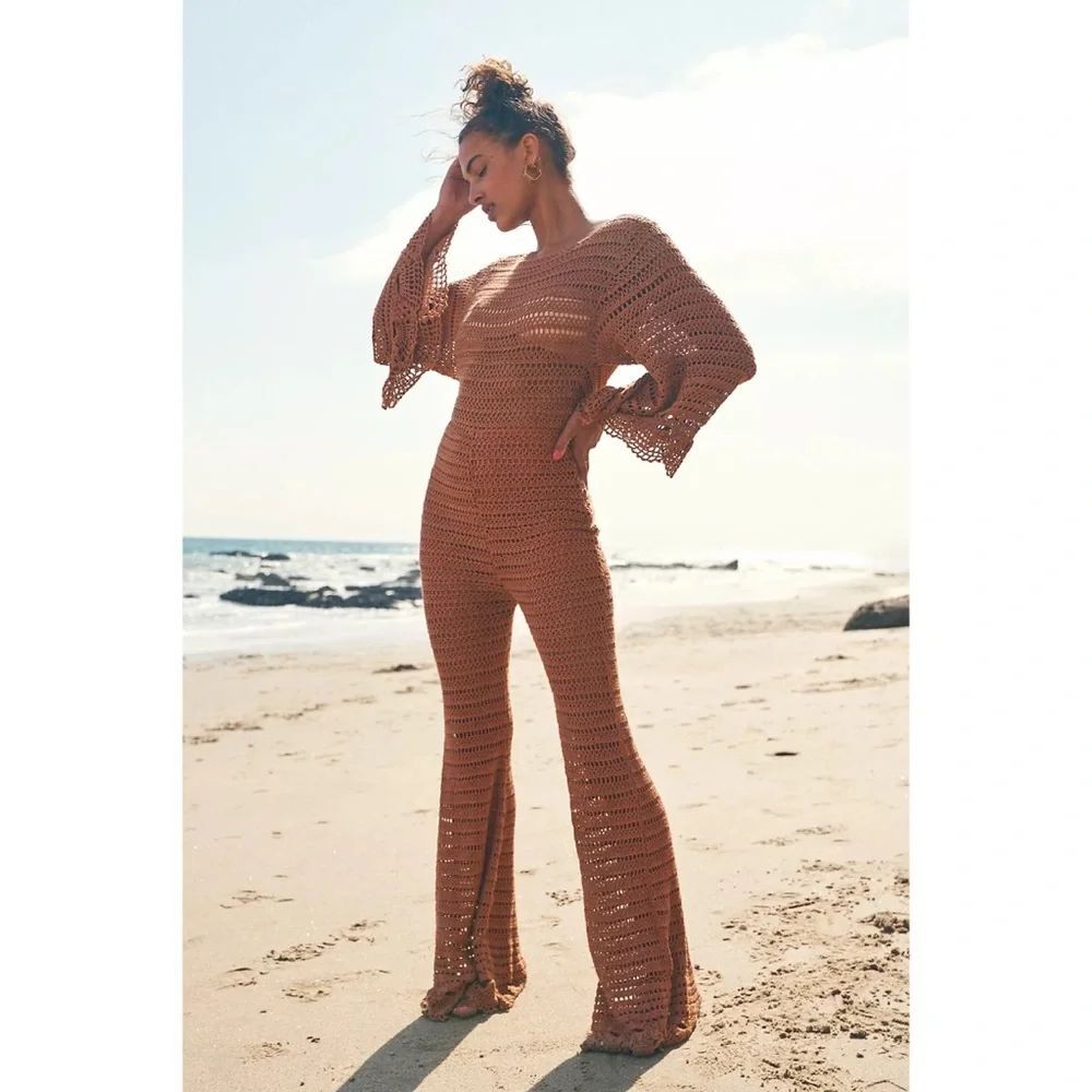 Free People Desert Roads Crochet Jumpsuit